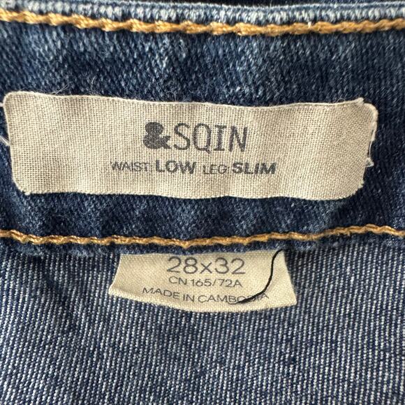 H&M Sqin Low Waist Slim Leg Dark Washed Jeans Size 28 - Picture 5 of 8